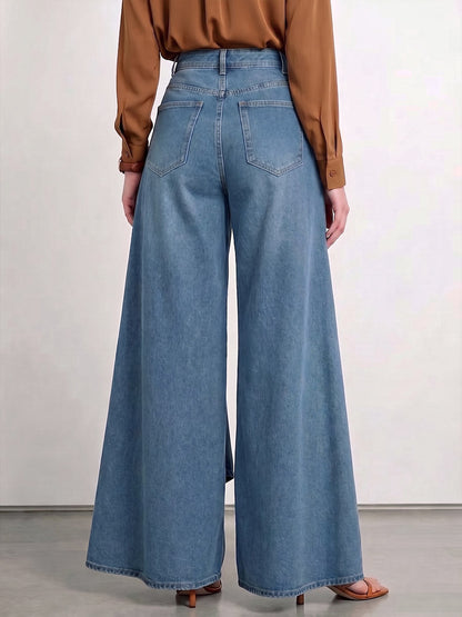 Women's High-waisted Casual Loose-fitting Wide-leg Jeans